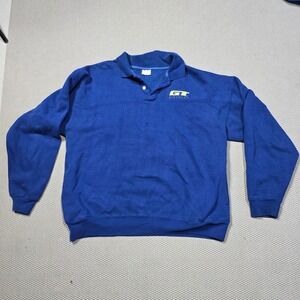 Vintage GT Bicycles Pullover Sweatshirt Polo Collar Blue‎ Mens XL